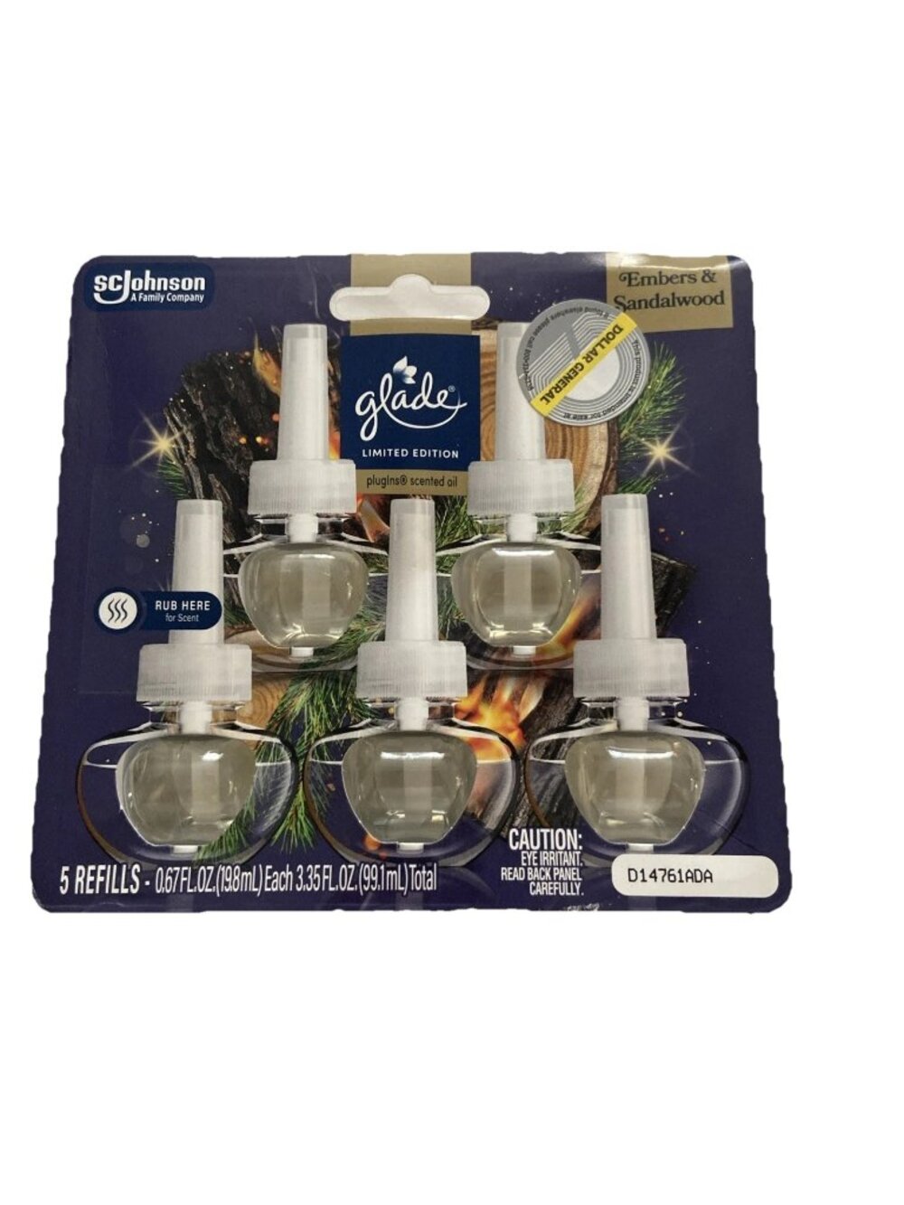 Glade Plugins Scented Oil Air fresher 5 Pk Embers & Sandalwood Scent - NEW